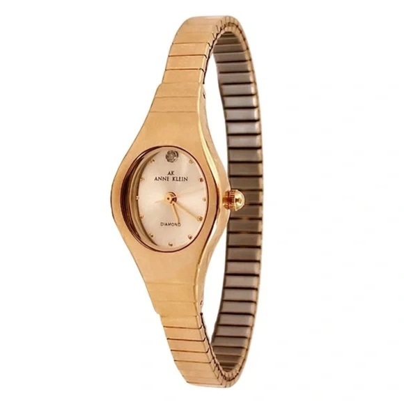 ANNE KLEIN • Vintage Gold Stretch Diamond Watch New Battery Ready To Wear - Picture 1 of 7